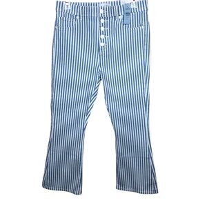 NEW LOFT The Kick Crop Striped Denim Pants Size 4 Petite Flare Prep Beach NWT